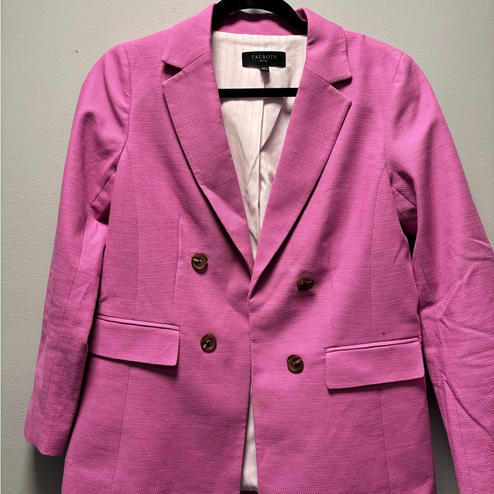 Talbots Pink Blazer Double-Breasted Suit Jacket